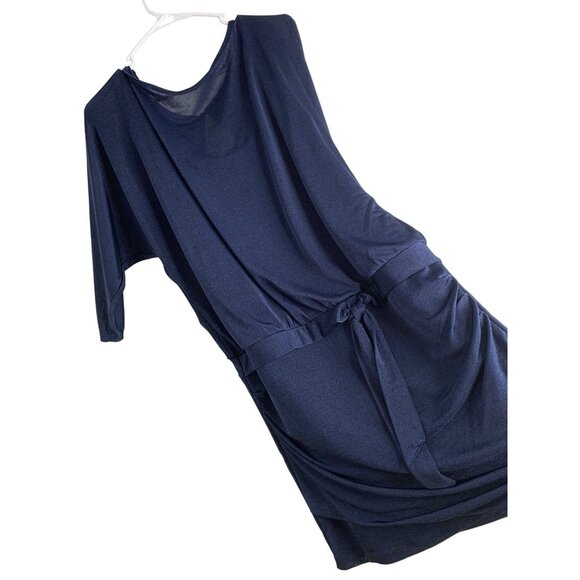 WHBM Navy Blousen Short Dress Size M NWOT Stretch Pullover Wrap 7174 Dolman - Picture 4 of 10